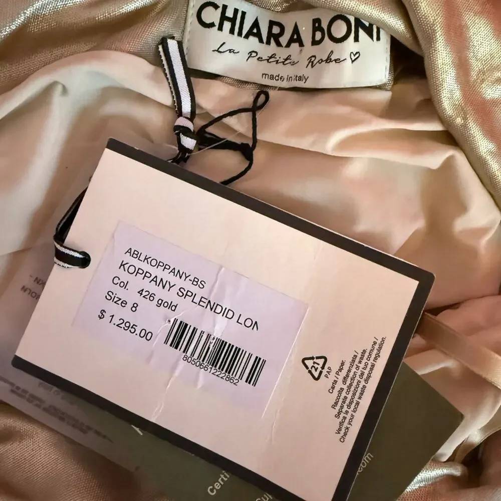 Chiara Boni Gold One-Shoulder Satin Evening Gown - Picture 7 of 12